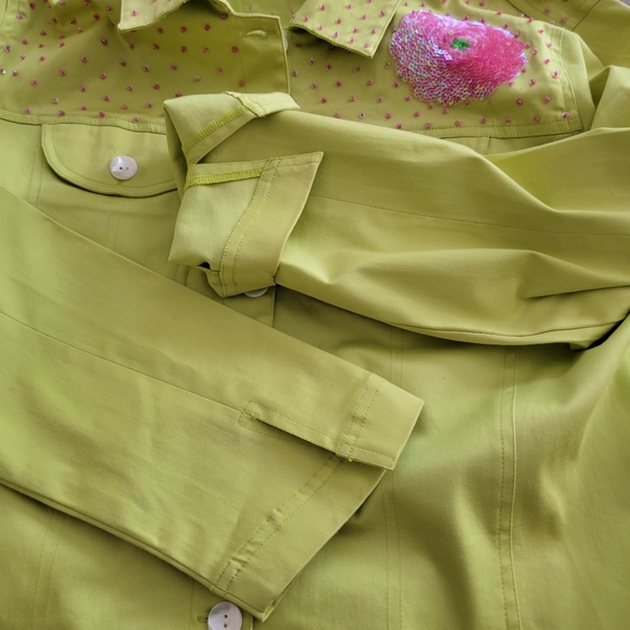 Casey Coleman Apple Green Pink Sequinned Jacket - Picture 4 of 7